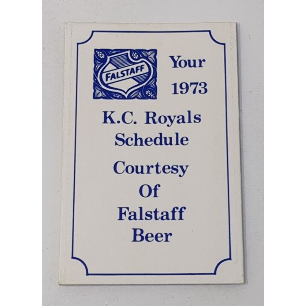 Vintage 1973 Kansas City Royals Baseball Schedule Falstaff Beer 1970s 70s MLB